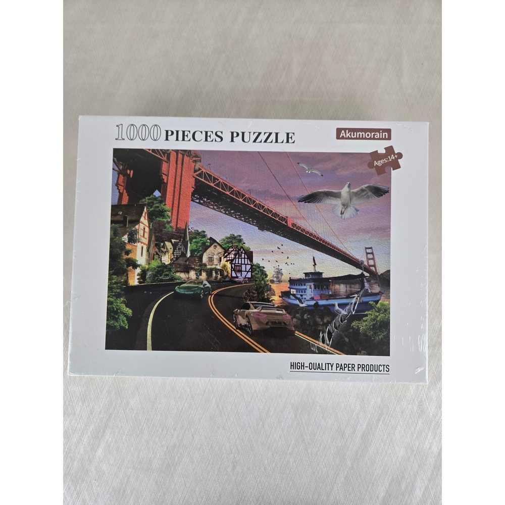Akumorain 1000 Piece Jigsaw Puzzle Landscape Bridge Coastal Road 700x500mm‎ NEW